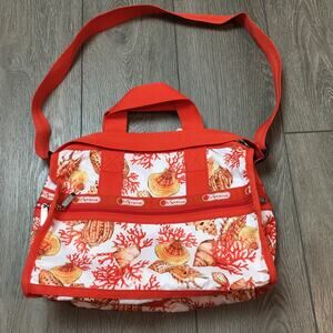 NWOT lesportsac coral Hawaii small weekender Red Orange WHite